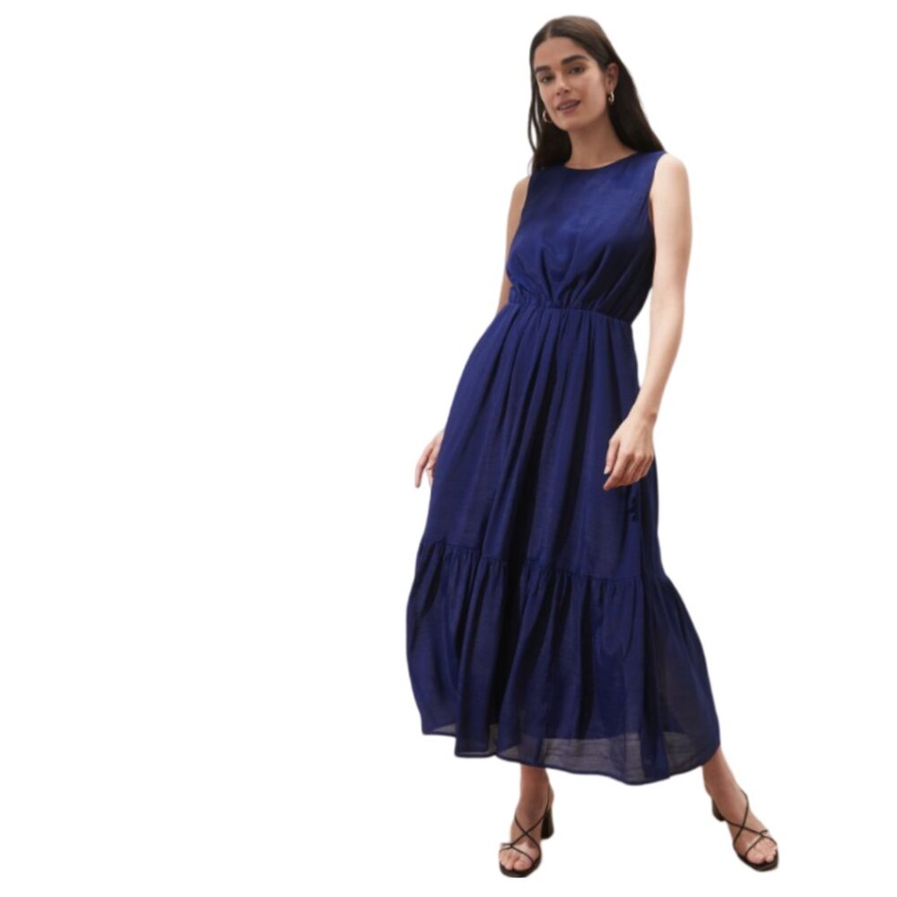 NWT Banana Republic Factory Blue Open-Back Midi Dress Size Small